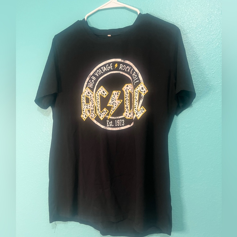 AC/DC Black Tee with Yellow and White Logo
